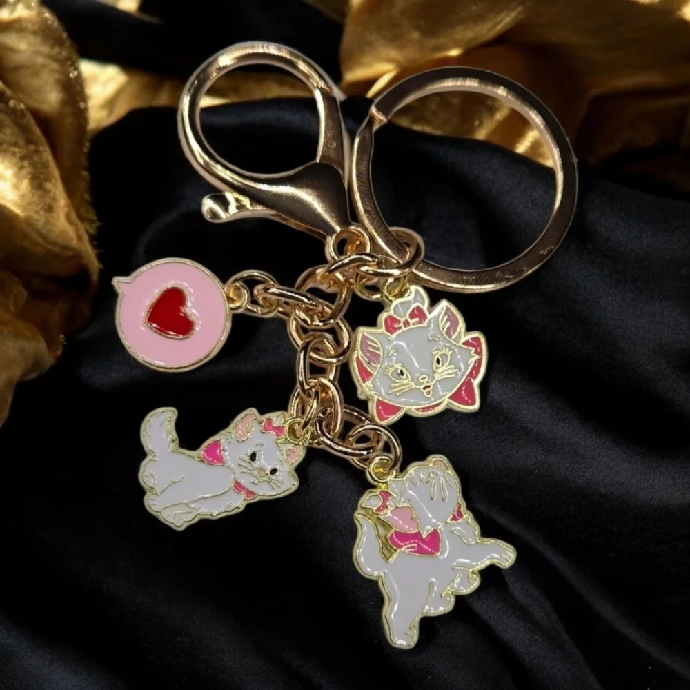 Marie Cat Keychain Disney Aristocats Enamel Bag Charm Key Ring Parisian Chic